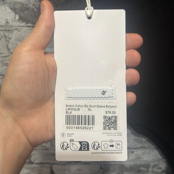 NWT Lululemon Stretch Cotton Rib Crewneck SS Bodysuit Thong Size XL (BLK) - Picture 14 of 15